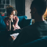 Woman on couch getting counseling