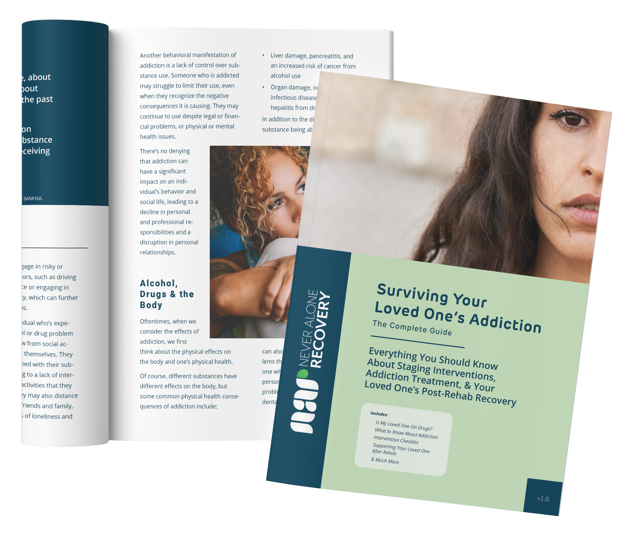 Surviving Addiction eBook, cover and inside spread