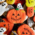 Traditionally decorated halloween cookies